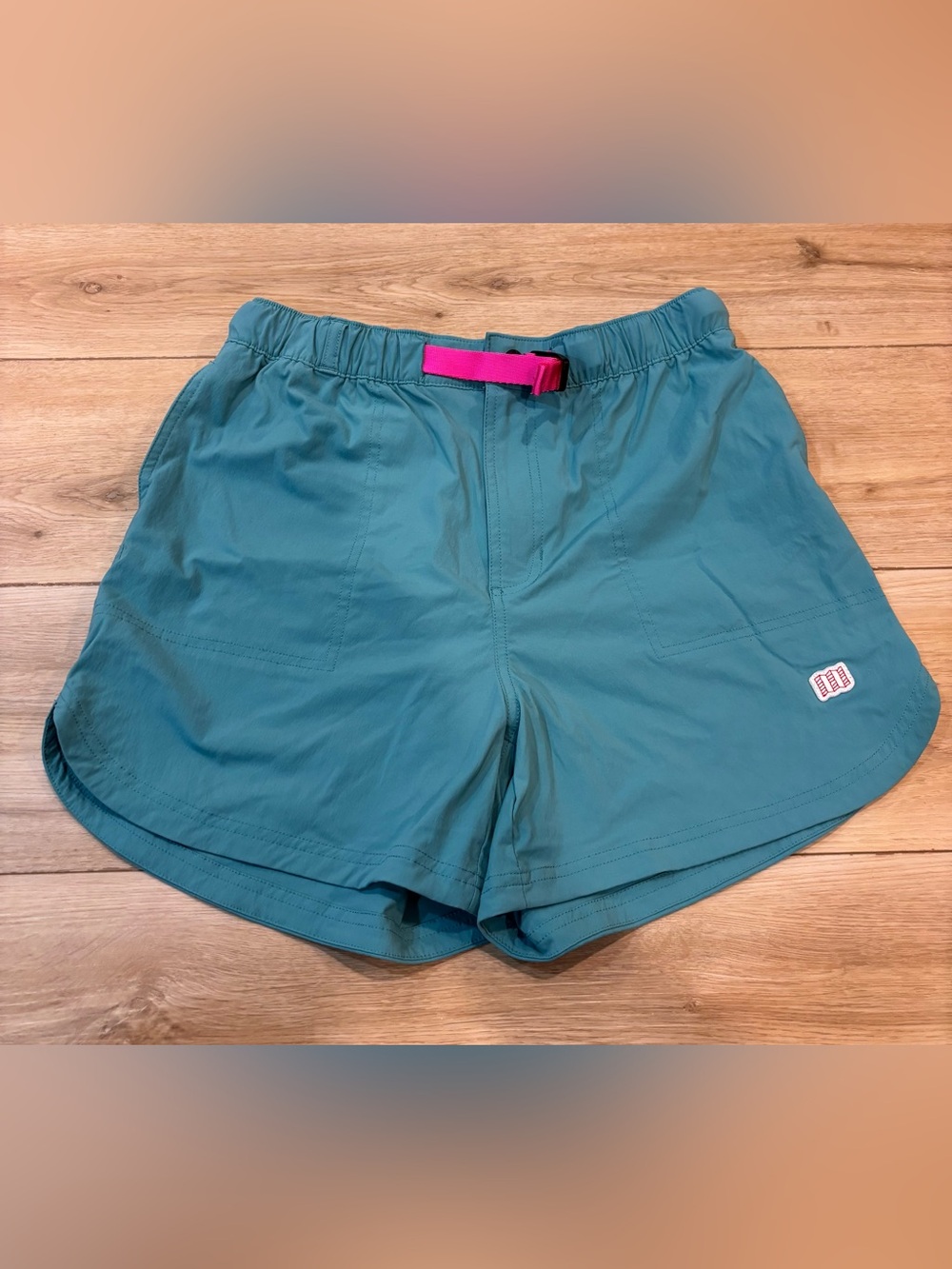 Topo Designs Women's River Shorts Teal Green Size Medium M 4” Inseam